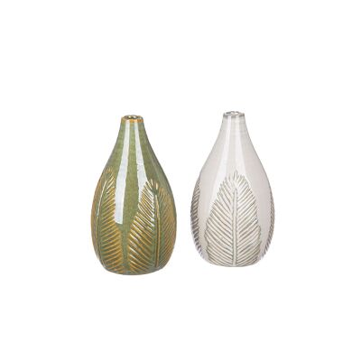 Vase palm leaf H.19 cm - 2-way sorted