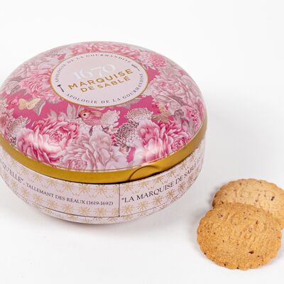 Apricot nugget shortbread cookies - round metal box "Treasure box" 175 g