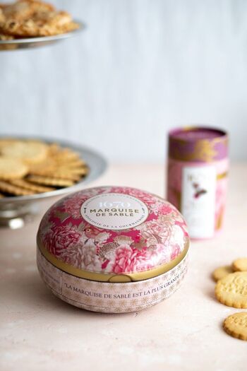 Biscuits sablés pépites d'abricot  - boite métal ronde "Écrin trésor" 175 g 3