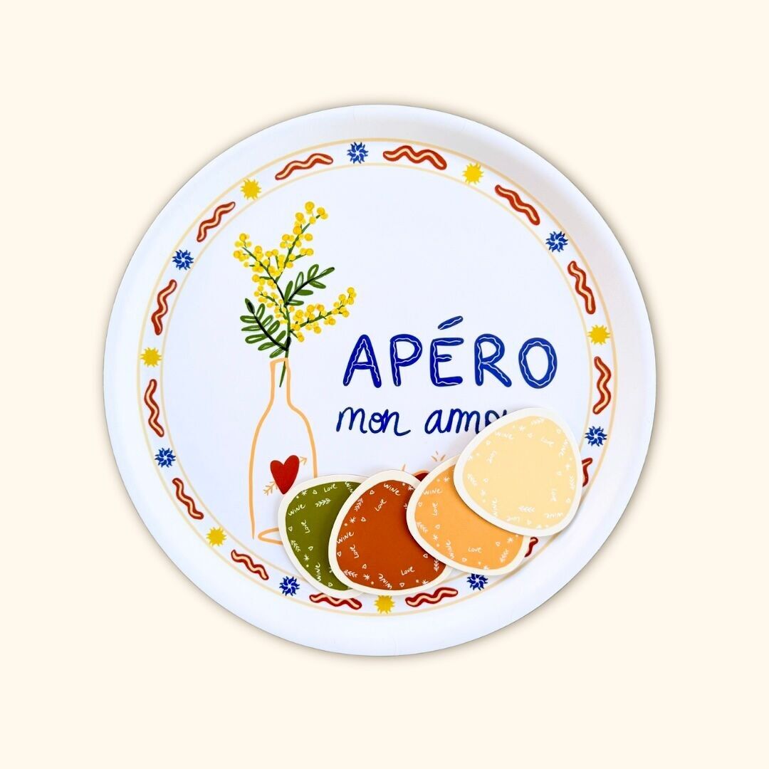 Boîte de 4 dessous de verres "Apéro"
