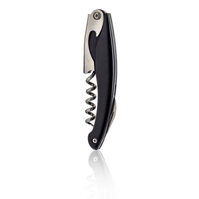 Qpractiko - Stainless Steel POP Corkscrew | Elegant Wine Opener | Cork Handle | Wine Bottle Opener, Black, Stainless Steel.