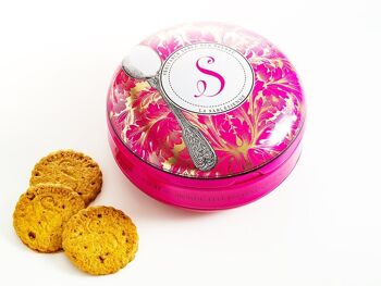 Biscuits sablés pépites de caramel beurre salé - boite métal ronde "cuillère" 175g 1