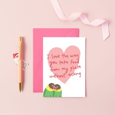 Food from my Plate Love Birds Card | Anniverary Card | Valentines Day Card