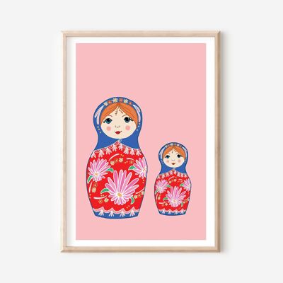 Impression de poupées russes (A4) | Art mural | Décoration murale | Matriochka