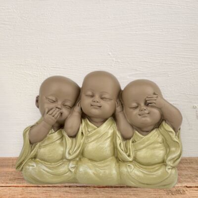 Buddha Statuette – 3 Emblem Bonzes – Zen and Feng Shui Decoration – Spiritual and Relaxed Atmosphere – Decorative Gift Idea