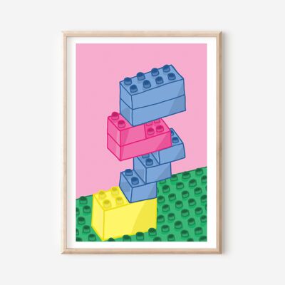 Lego-Druck (A4) | ​​Wandkunst | Wanddekoration | Geschenk für Bauarbeiter | Neues Zuhause