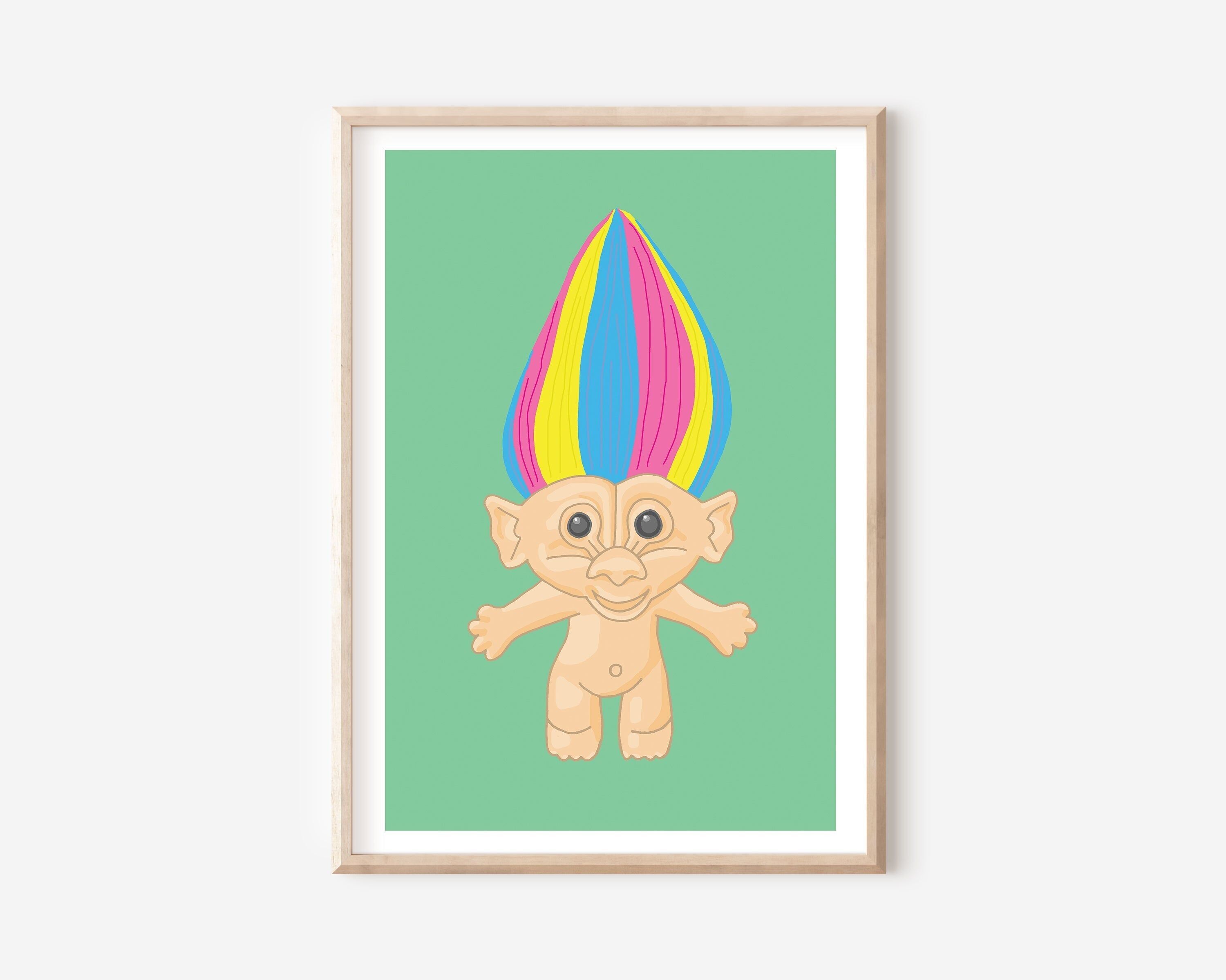 Stampa Troll giocattolo (A4) | Arte della parete | Decorazione da parete | Stampa per bambini