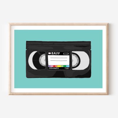 Impression VHS Vert (A4) | Art mural | Décoration murale | Impression cinématographique | années 80