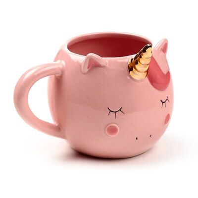 Tazza in ceramica a forma di unicorno arcobaleni incantati rosa