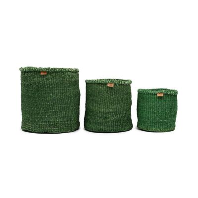 BEBA: Cesta de almacenamiento tejida en verde helecho