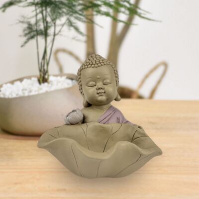 Buddha statuette – Buddha in front of lotus – Zen and Feng Shui decoration – Spiritual and relaxed atmosphere – Decorative gift idea