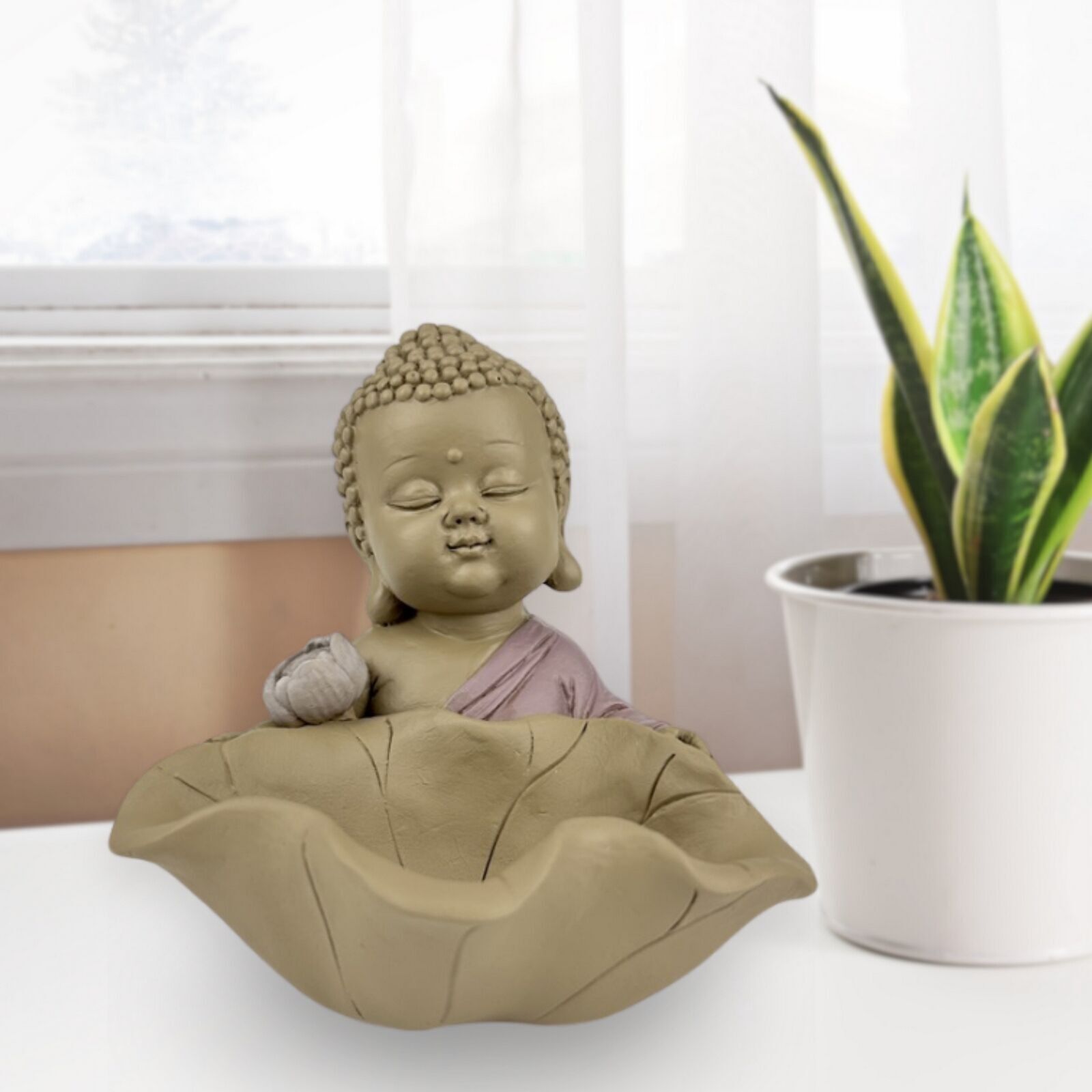 Leere Buddha-Tasche – Lotusblüten-Buddha-Figur – Zen- und Feng-Shui-Dekoration – spirituelle und entspannte Atmosphäre – dekorative Geschenkidee