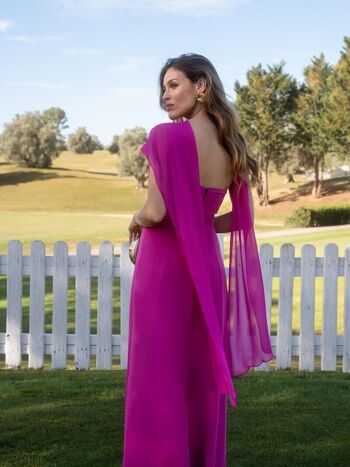 Robe longue coucher de soleil bougainvilliers avec mousseline pour femme 4