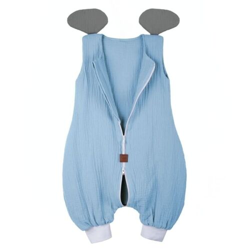 Hi Little One - muslin cotton sleeping bag 1 TOG ELEPHANT Baby Blue & Gray