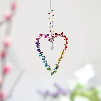 Decoration SPARKLE Heart rainbow 9x12