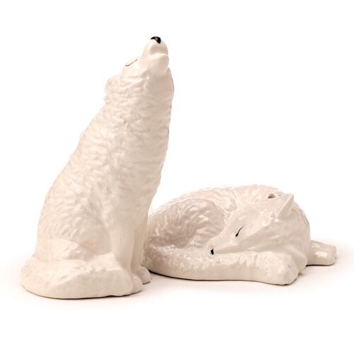 White Wolf Ceramic Salt & Pepper Set