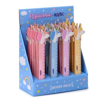 Règle supérieure en bois en forme de licorne magique (15 cm)