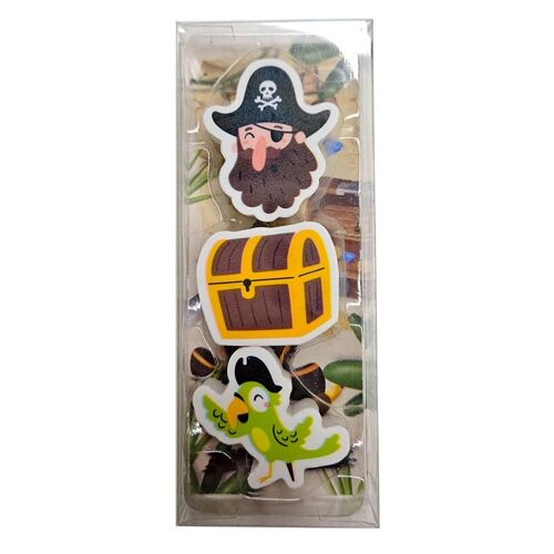 Jolly Roger Pirates 3 Piece Eraser Set