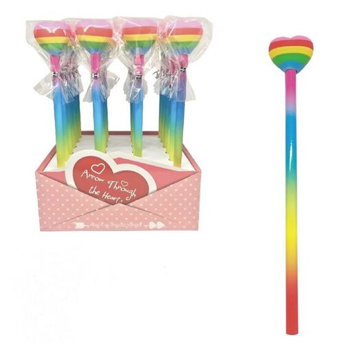 Rainbow Heart Pencil & Eraser Topper