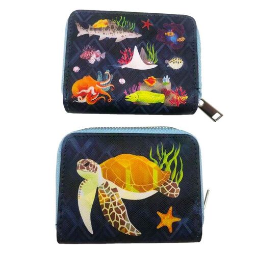 Marine Kingdom Zip Around Small Wallet Purse