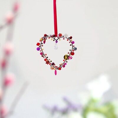 Decoration Sparkle Heart 9 berry