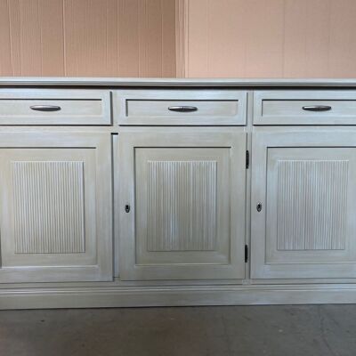 3 DOOR 3 DRAWER SIDEBOARD WITH STRIPED BUSH