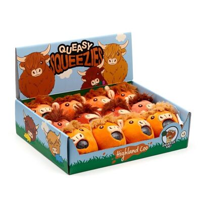 Queasy Squeezies Jouet à presser en peluche en forme de vache Highland Coo