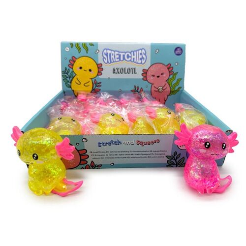 Squeezable Glitter Axolotl Stress Toy