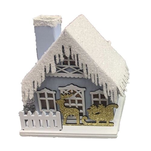 Golden Sleigh Scene Christmas House LED Decoration