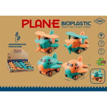 Jouet à action push/pull à friction d'avion en bioplastique