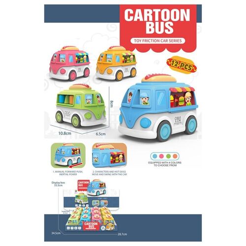 Cartoon Food Truck Friction Push/Pull Action Toy