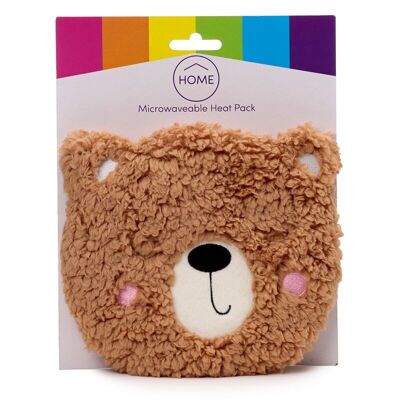 Wärmekissen „Teddybär“ aus Plüsch für die Mikrowelle, rund, Lavendel