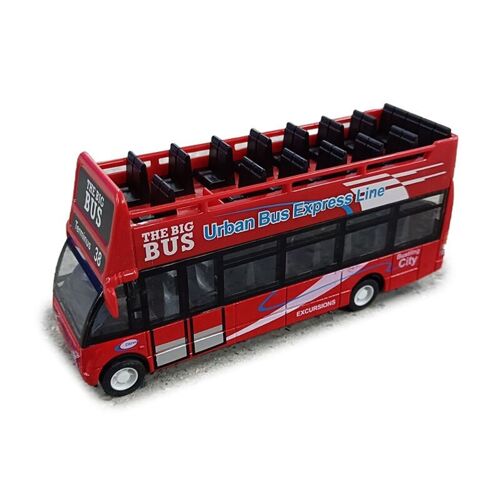 Red Open Top Bus Pull Back Action Toy