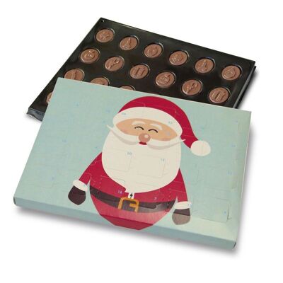 Weihnachtsmann-Adventskalender mit Milchschokolade