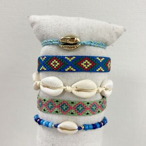 Bracelets réglables noués estivaux pour enfants et adultes | Bleu