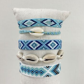 Bracelets réglables noués estivaux pour enfants et adultes | Bleu 1
