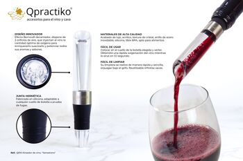 Qpractiko - Aérateur de vin Sensations | Anti-goutte et enrichit la saveur | Fabriqué en acrylique | Facile à nettoyer | Bouchon de libération d'air du vin. 3