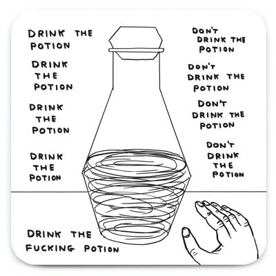 Funny David Shrigley Gift - Drink The Potion Coaster