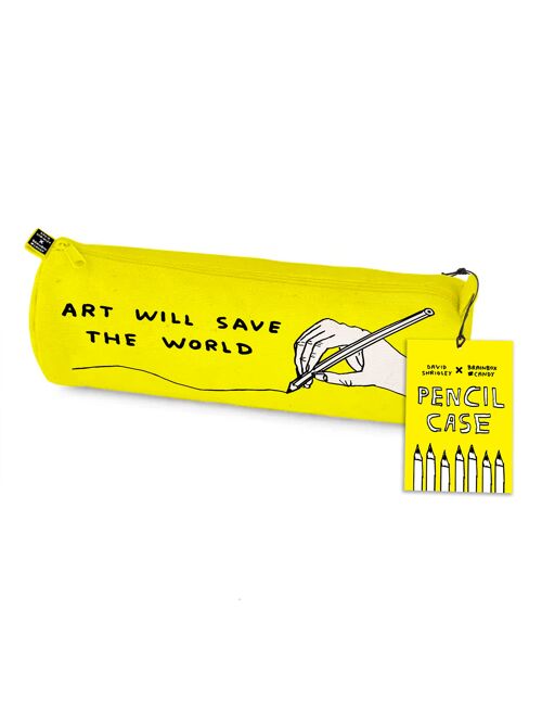 Funny David Shrigley Gift - Art Will Save World Pencil Case