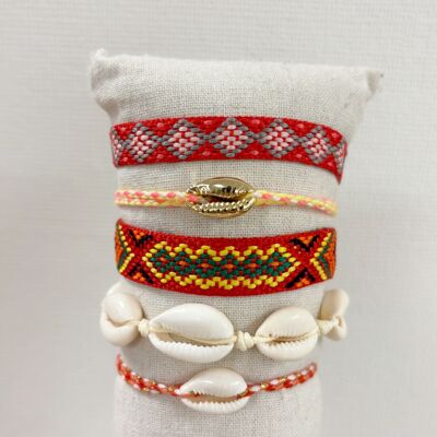 Summery knotted adjustable bracelets for children and adults | red