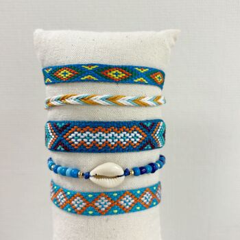 Bracelets réglables noués estivaux pour enfants et adultes | Bleu 1