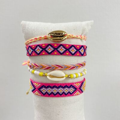 Summery knotted adjustable bracelets for children and adults | pink