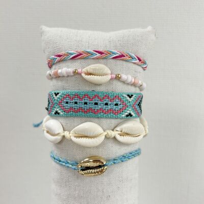 Summery knotted adjustable bracelets for children and adults | Blue pink