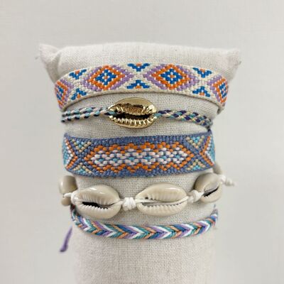 Summery knotted adjustable bracelets for children and adults | purple white