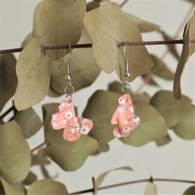 Origami earrings - Couple of coral butterflies