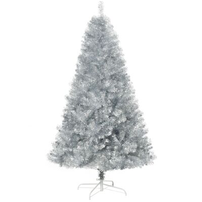 MeubelsWeb kunstkerstboom 180 cm Kerstboom met 1000 takken eenvoudige montage incl. Kerstboomstandaard metaal zilver+wit Ø103 x 180 cm