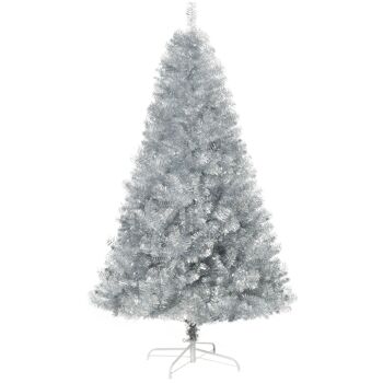 MeubelsWeb kunstkerstboom 180 cm Kerstboom met 1000 prises eenvoudige assembly incl. Kerstboomstandaard métal argenté+blanc Ø103 x 180 cm