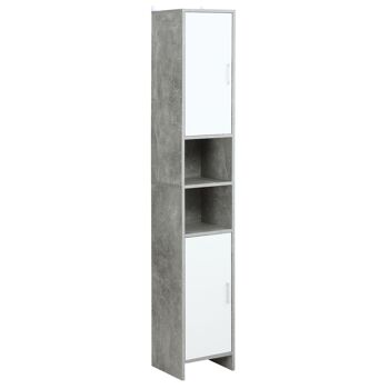 Kleankin Badkamerkast Hoge Kast Badkamerkast Multifonctionnel Kast avec 6 vakken 2 deuren spaanplaat blanc 30 x 30 x 180 cm