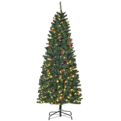MeubelsWeb kunstkerstboom 180 cm met 250 LED lampjes 628 takpunten Kerstboom dennenboom PVC metal groen Ø63 x 180 cm