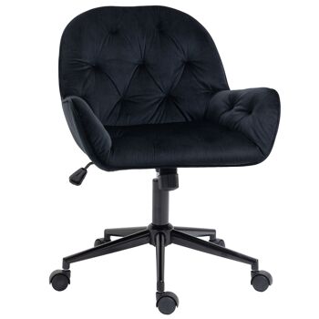 Vinsetto bureau draaistoel bureaufauteuil in hoogte verstelbare directiestoel stoel bureaustoel fauteuil office fluweel polyester zwart